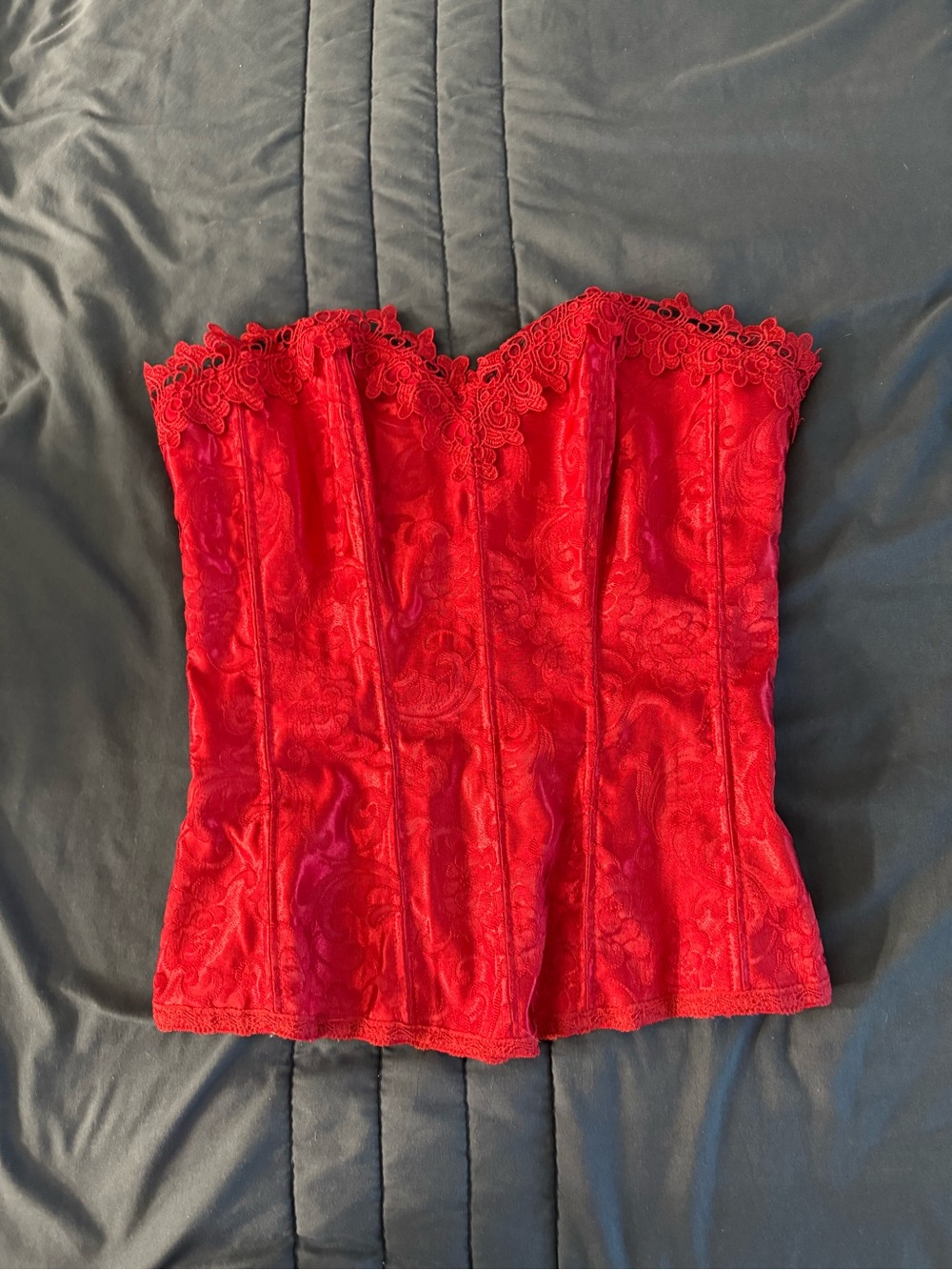 Fredericks Red Lace Bustier Corset Top - Women Intimates & Sleepwear